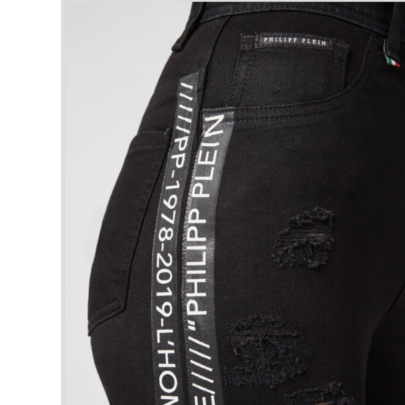 PHILIPP PLEIN MISS HIGH WAIST JEGGING LOGO STRIPES - Picture 3 of 16